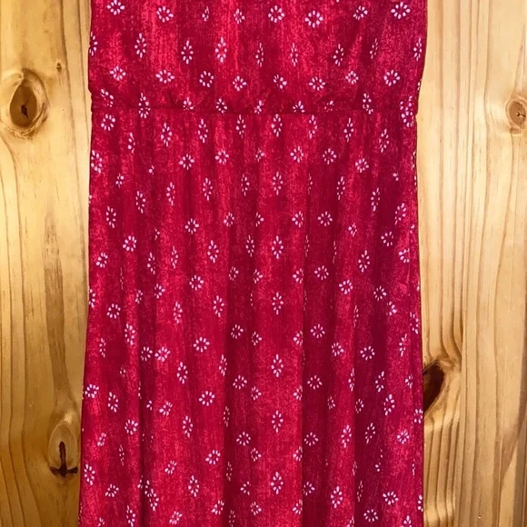 Dana Buchman Sleeveless Sharkbite Dress Red Geo long petite medium flowy women​ - Picture 6 of 16